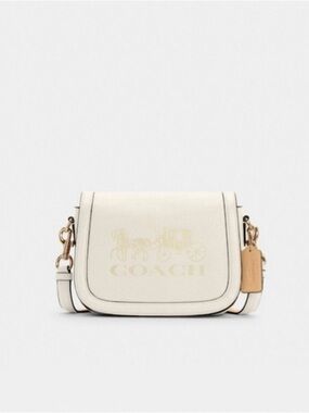 Coach Pebbled Leather Saddle Crossbody Bag in Chalk horse and carriage